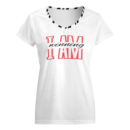 I AM Winning V-neck short sleeve T-shirt