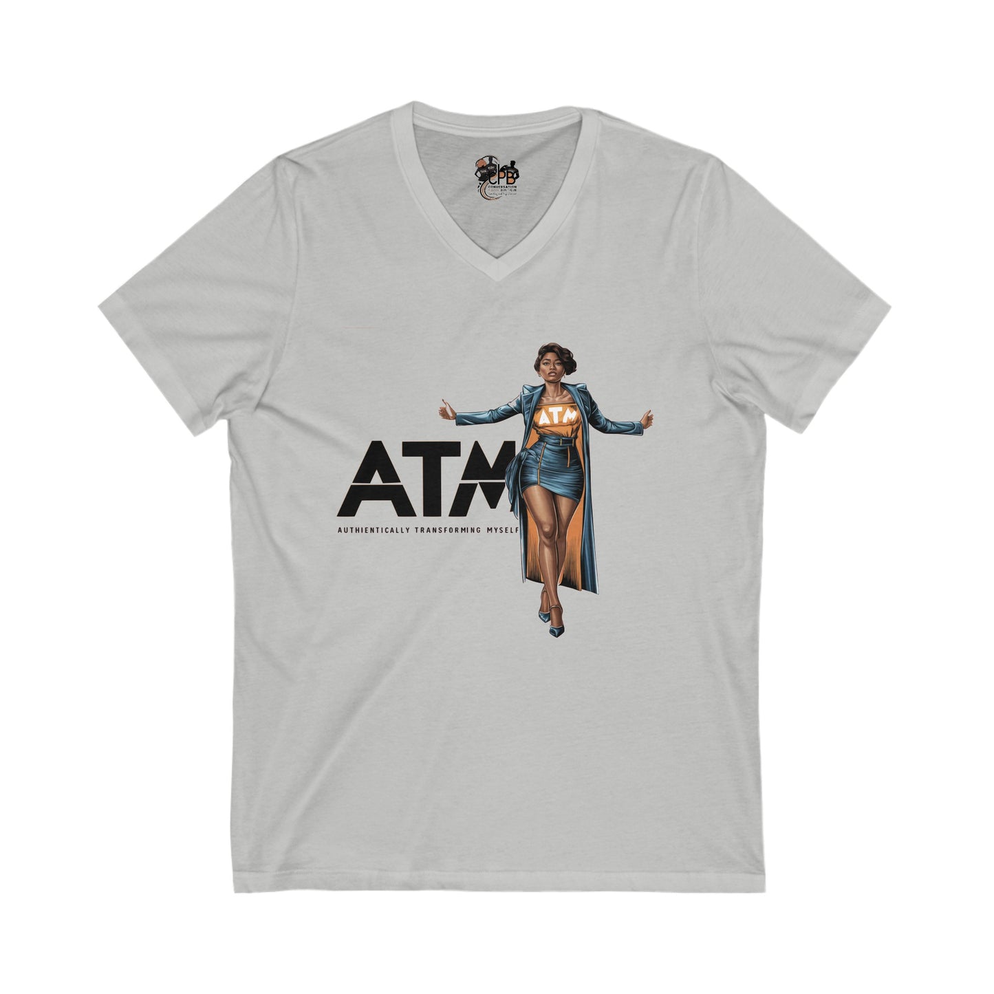 Authentically Transforming Myself Confident Woman Unisex Jersey Short Sleeve V-Neck Tee