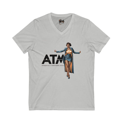Authentically Transforming Myself Confident Woman Unisex Jersey Short Sleeve V-Neck Tee