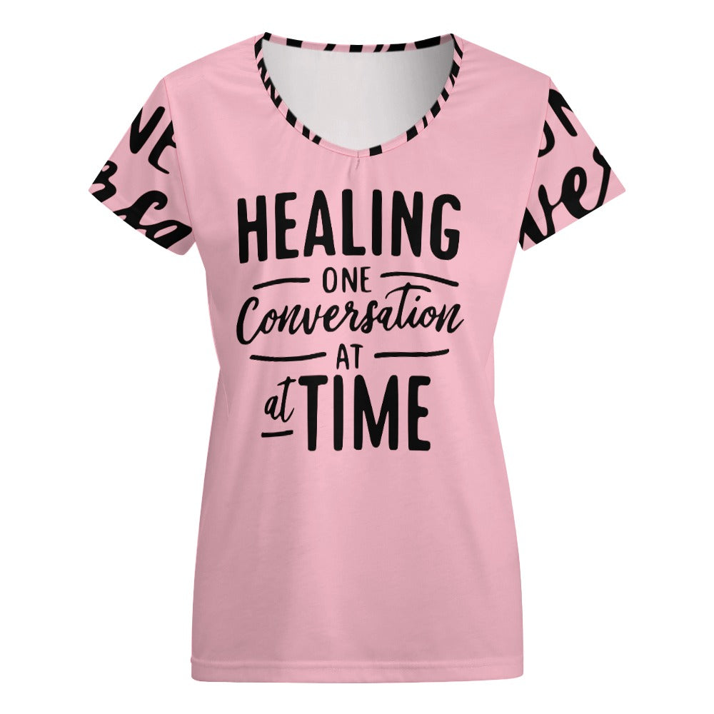 Healing One Conversation At A Time V-neck short sleeve T-shirt