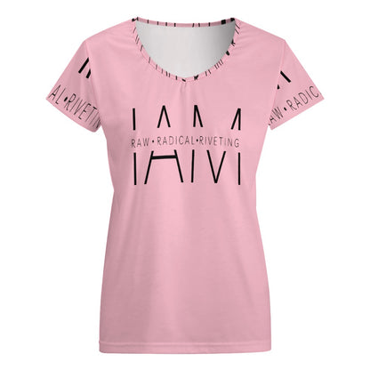 I AM RAW RADICAL RIVETING V-neck short sleeve T-shirt