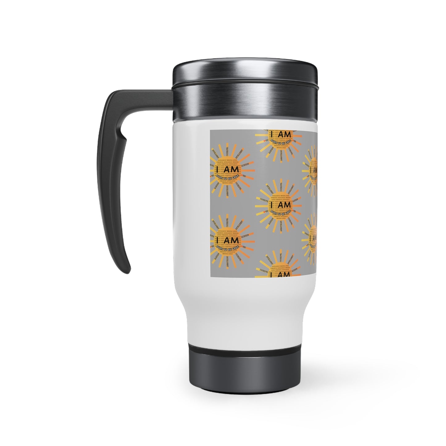 I Am Born to Be Free Stainless Steel Travel Mug with Handle, 14oz