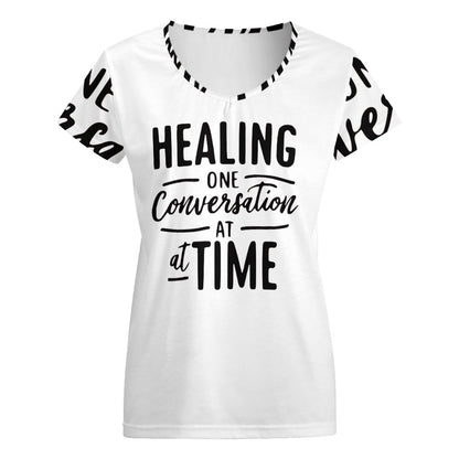 Healing One Conversation At A Time V-neck short sleeve T-shirt