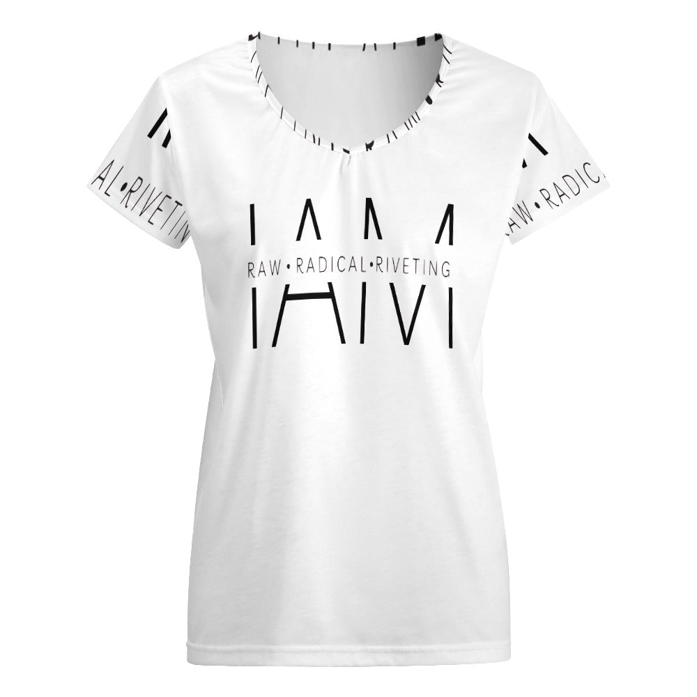 I AM RAW RADICAL RIVETING V-neck short sleeve T-shirt