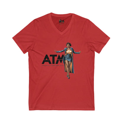 Authentically Transforming Myself Confident Woman Unisex Jersey Short Sleeve V-Neck Tee