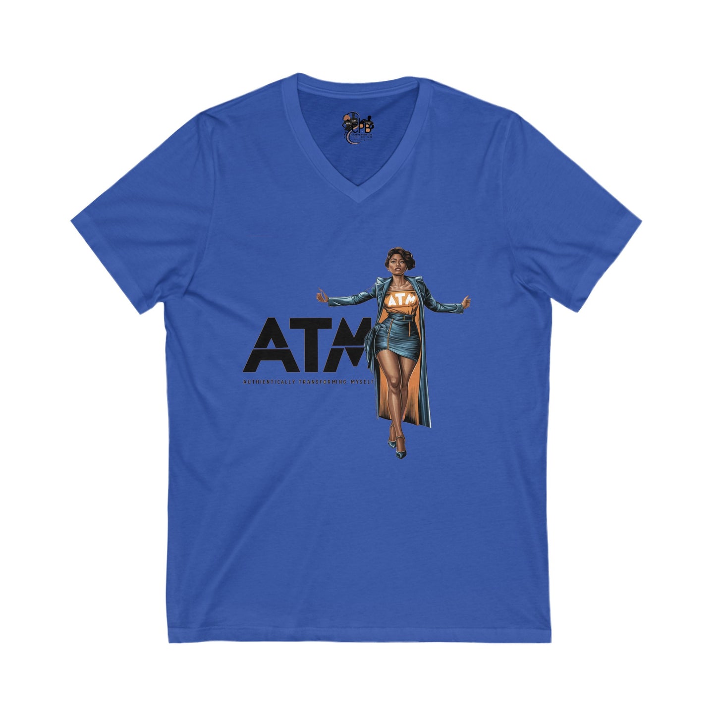 Authentically Transforming Myself Confident Woman Unisex Jersey Short Sleeve V-Neck Tee