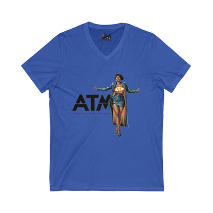 Authentically Transforming Myself Confident Woman Unisex Jersey Short Sleeve V-Neck Tee