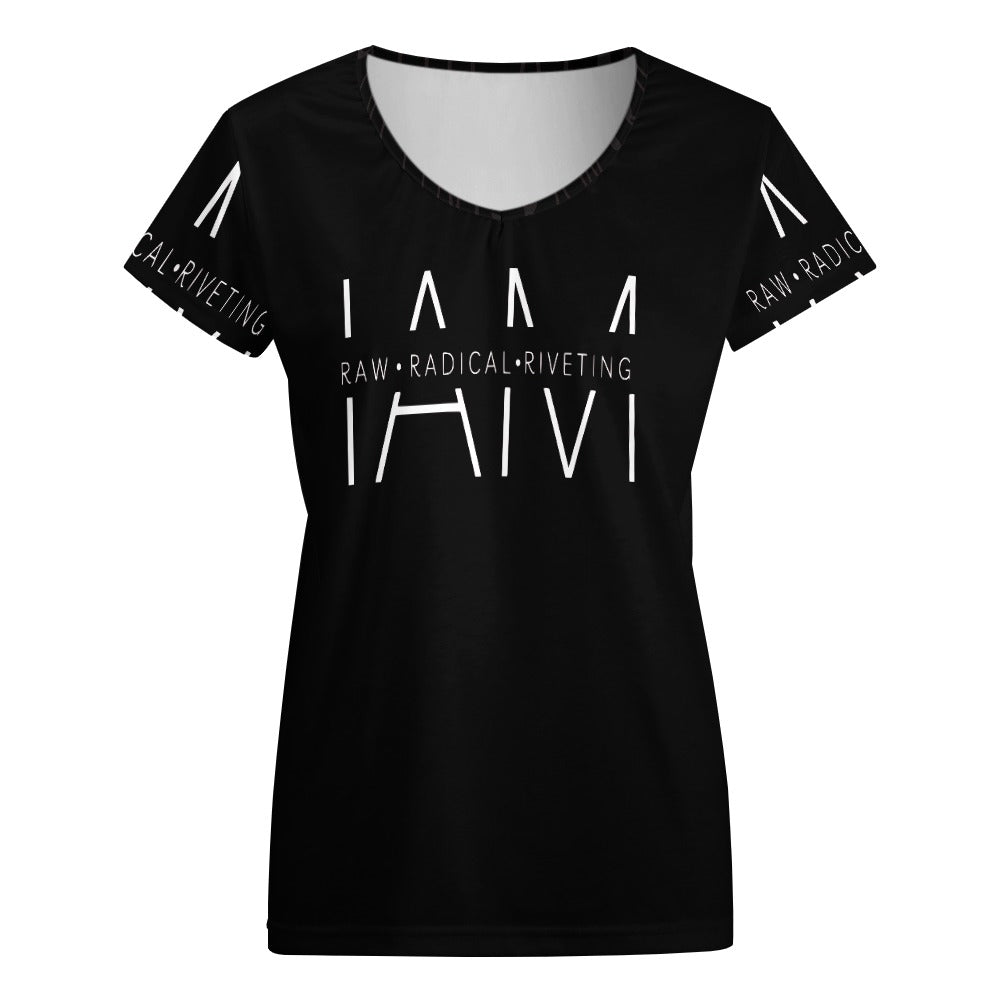 I AM RAW RADICAL RIVETING V-neck short sleeve T-shirt