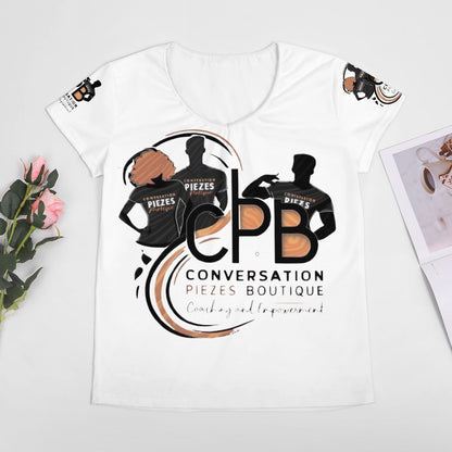 Conversation Piezes Boutique V-neck short sleeve T-shirt