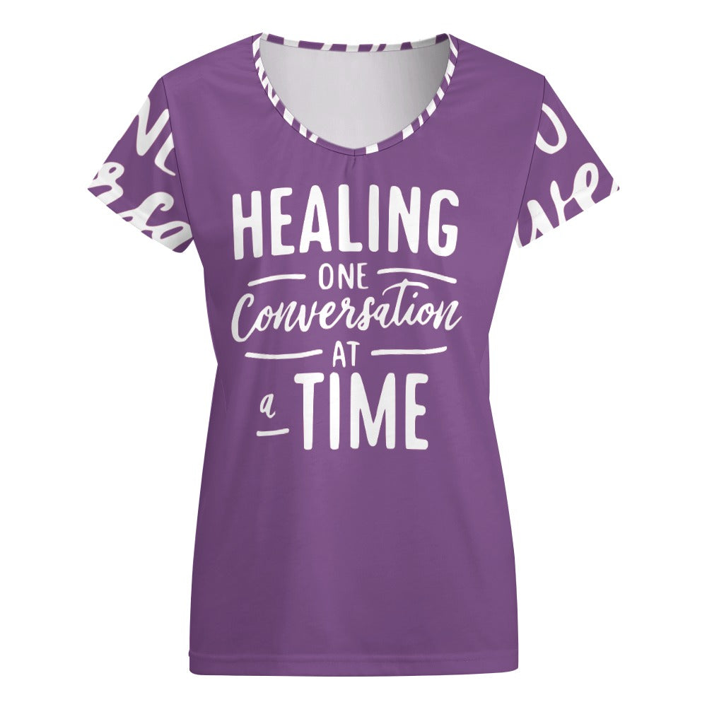 Healing One Conversation At A Time V-neck short sleeve T-shirt