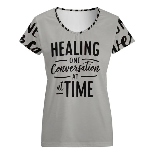 Healing One Conversation At A Time V-neck short sleeve T-shirt