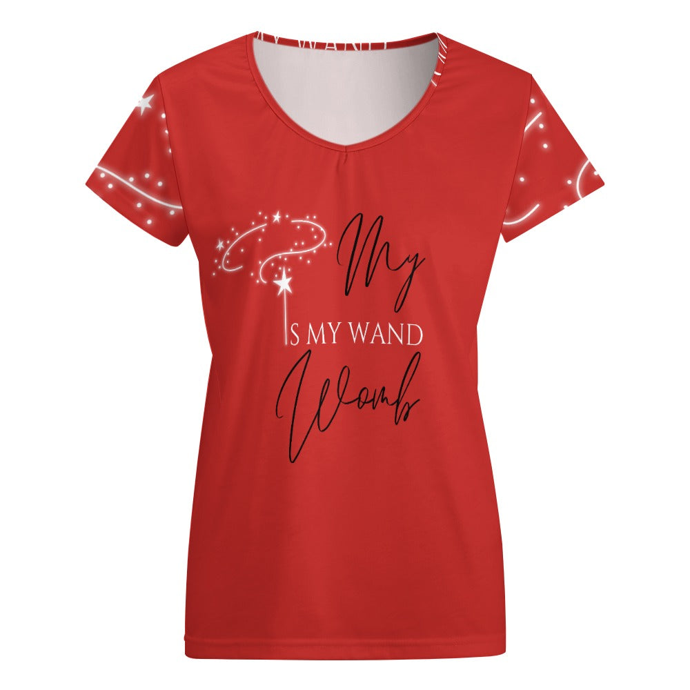 My Womb Is My Wand V-neck short sleeve T-shirt