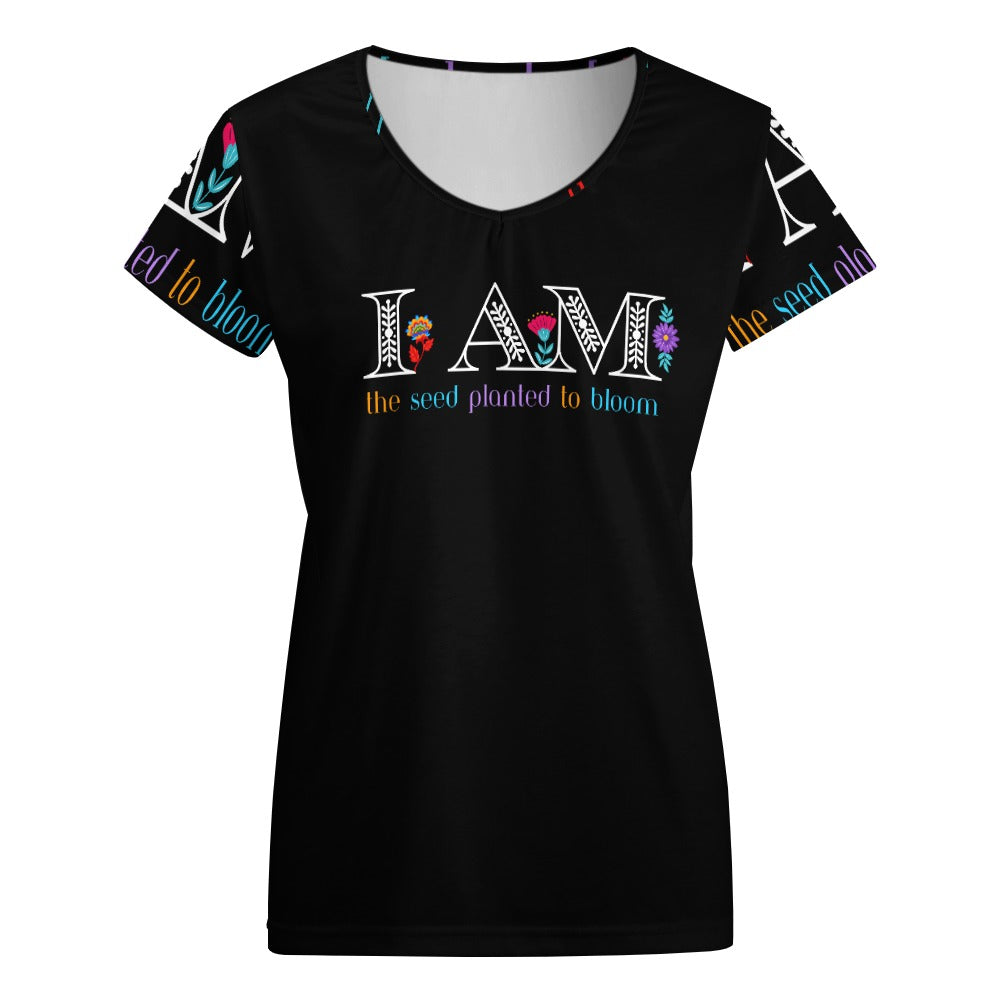 I Am The Seed Planted to Bloom V-neck short sleeve T-shirt