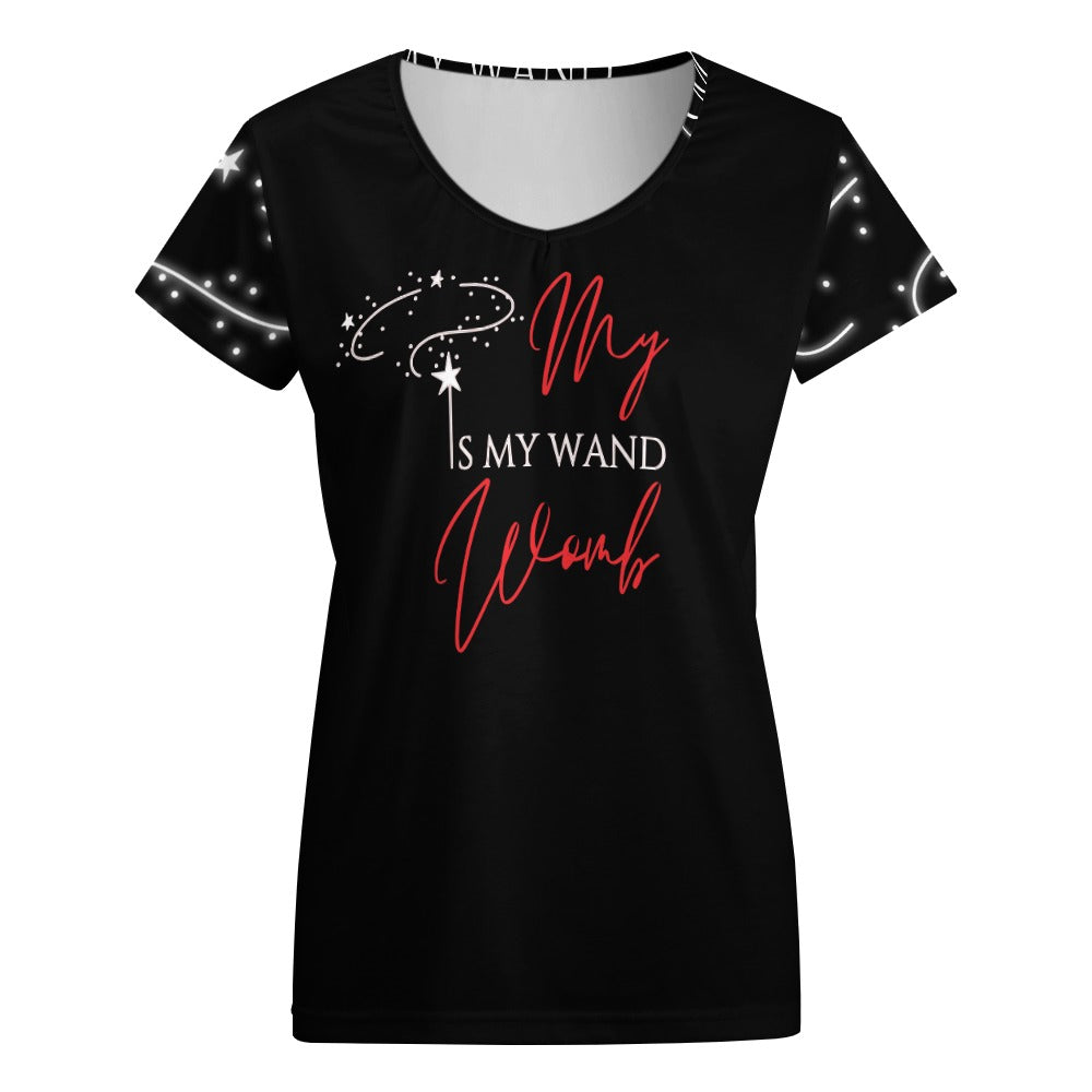 My Womb Is My Wand V-neck short sleeve T-shirt