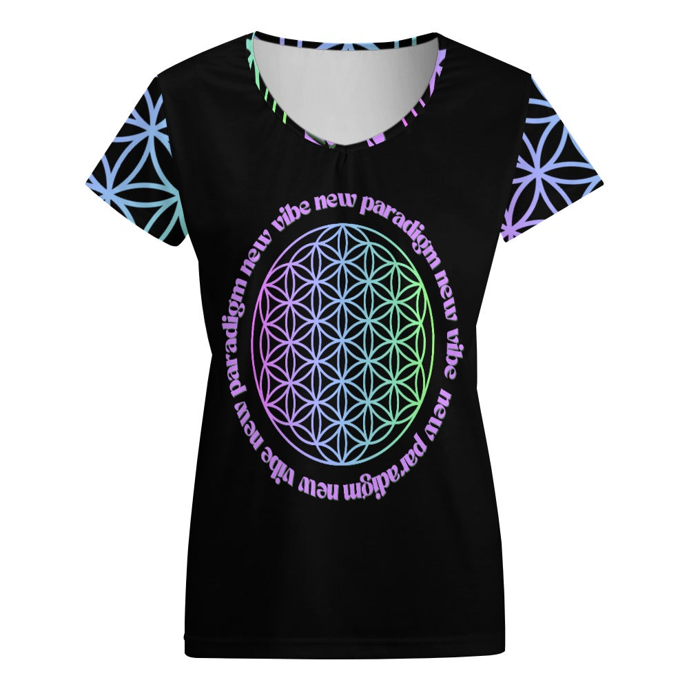 New Vibe New Paradigm V-neck short sleeve T-shirt