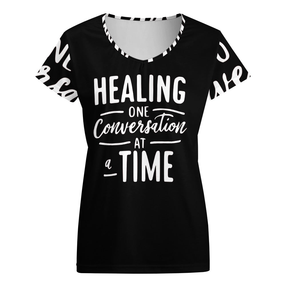 Healing One Conversation At A Time V-neck short sleeve T-shirt