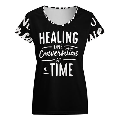 Healing One Conversation At A Time V-neck short sleeve T-shirt