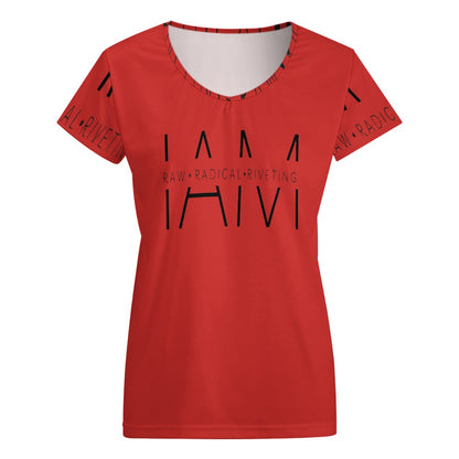 I AM RAW RADICAL RIVETING V-neck short sleeve T-shirt