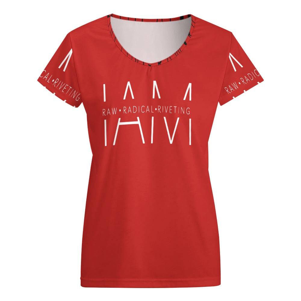 I AM RAW RADICAL RIVETING V-neck short sleeve T-shirt