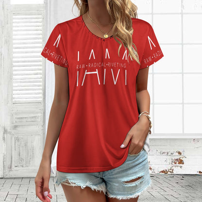 I AM RAW RADICAL RIVETING V-neck short sleeve T-shirt