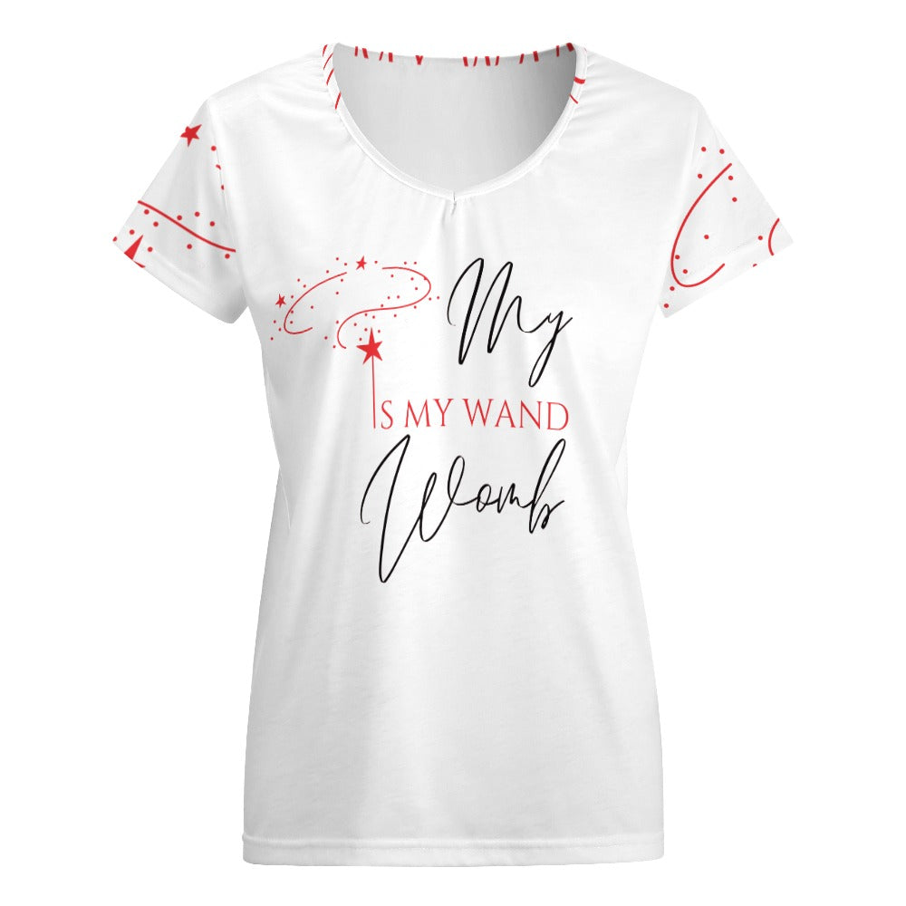 My Womb Is My Wand V-neck short sleeve T-shirt